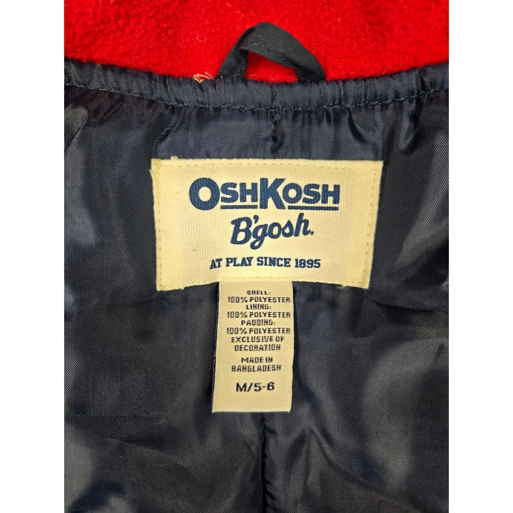 OshKosh B'gosh Kids Jacket Blue Red Color Block Puffer‎ Size M 5-6